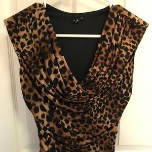 Leopard Print Cow Neck Blouse